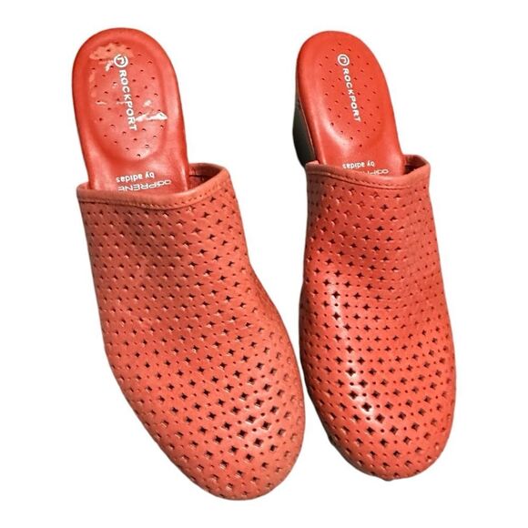 Adidas Rockport Coral Pink Leather Clogs Adiprene Comfort size 9 - Picture 4 of 11